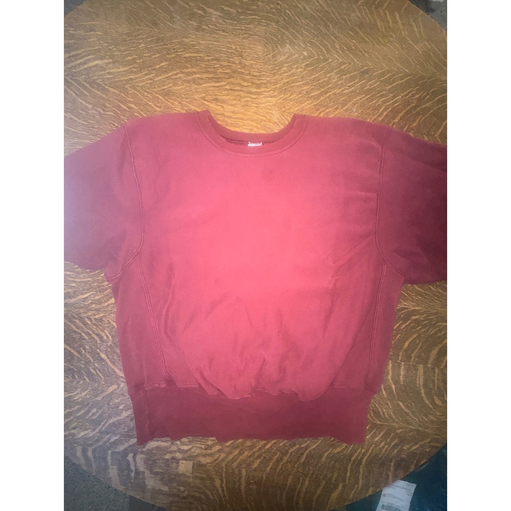 Vtg 90s Champion Reverse Weave Sweatshirt Large Faded Maroon Blank Crewneck